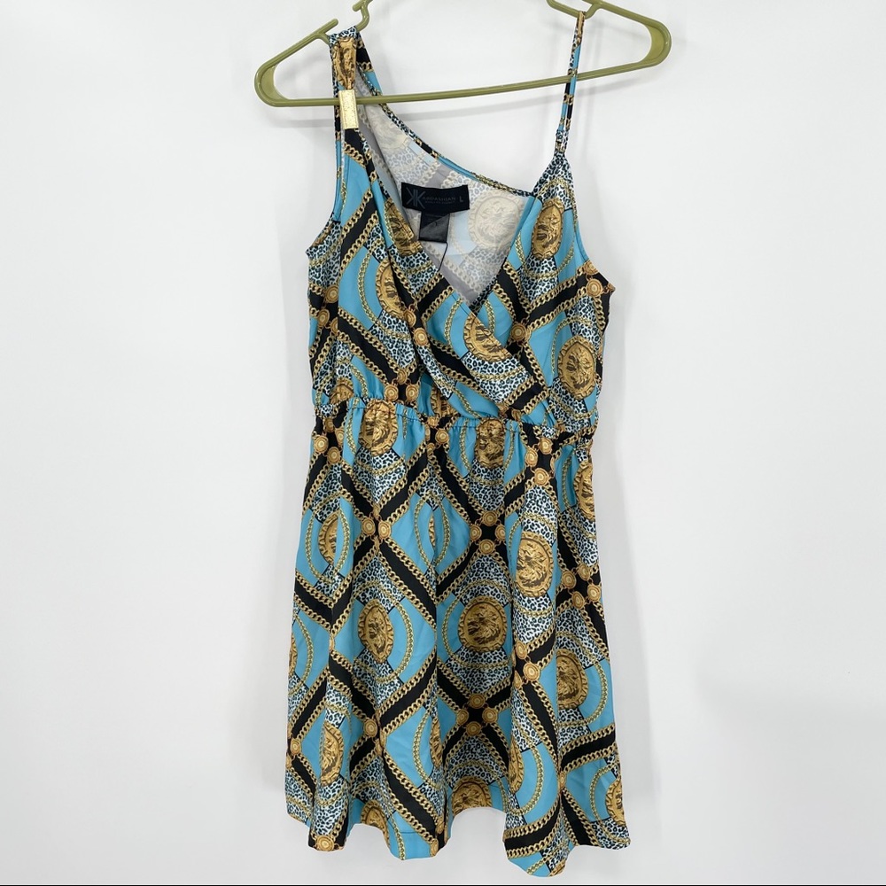 NEW! Blue Dress with Chain & Coin Print - Picture 3 of 15